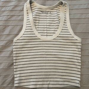 Abercrombie & Fitch White and Black Cropped Striped Tank Top